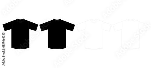T.Shirt Short Sleeve Black and White Mockup Template Vector