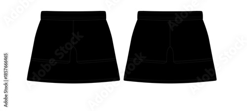 Woman Skort With Short Mockup Template Vector