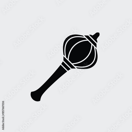 A striking black and white illustration of a traditional gada mace symbol