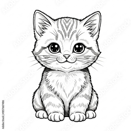 Sweet Kitten: An adorable kitten, with wide innocent eyes, sits poised, ready to capture hearts with its sweet charm.