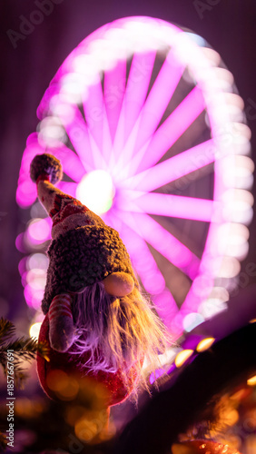 Beautiful Christmas decorations in the famous Christmas Market in Colmar in France on December 26th 2025