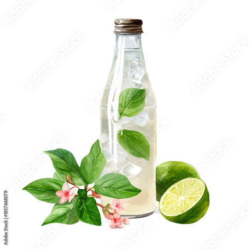 Electrolyte Drink, watercolor vector, isolated on a white background.