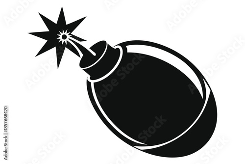 bomb silhouette line art vector illustration