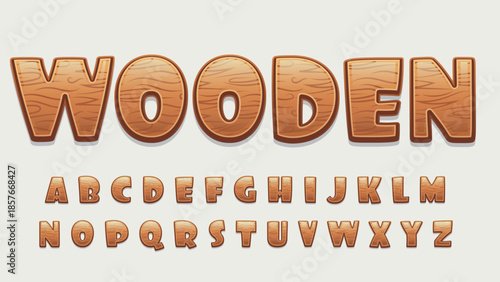 wood rounded cartoon isolated letters