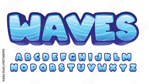 blue bold waves pattern rounded cartoon typography