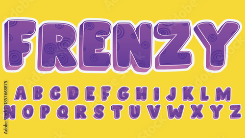purple fun 3d cartoon isolated typography