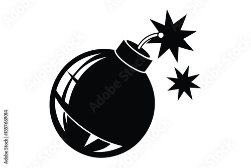 bomb silhouette line art vector illustration