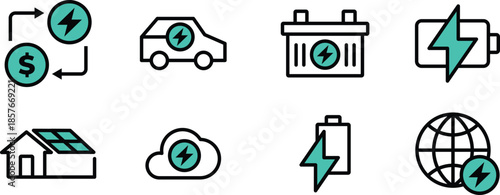 Icon Pack bioenergy, thermal energy, energy for Web Interfaces, Mobile Apps, UI UX and Digital Asset Use