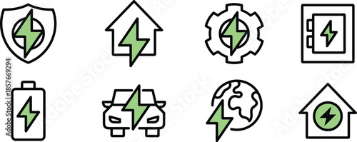 Icon Pack electricity, geothermal, renewable, sun for Web Interfaces, Mobile Apps, UI UX and Digital Asset Use