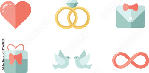 Wedding Icons Heart Rings Gift Envelope
