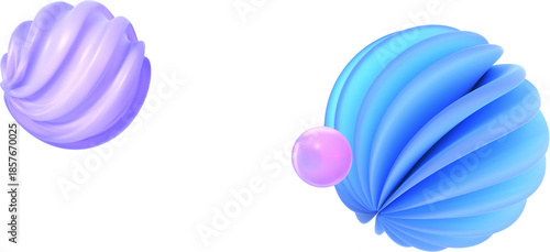 Two ribbed spheres and small sphere