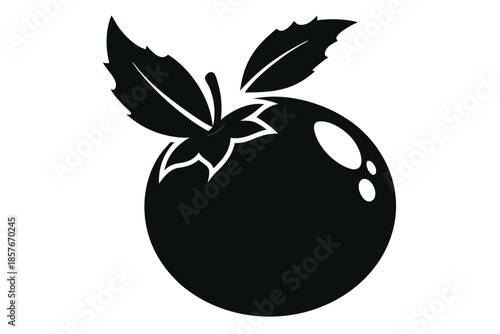 blueberry silhouette line art vector illustration