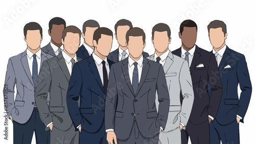 Diverse Team of Businessmen in Suits Standing Together.