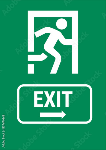 Illustrative Typography Emergency Exit Poster. Caution, Emergency Exit Yard Sign. Notice, exit sign vector and image. Minimalist.