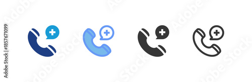 Emergency Call icon multiple style collection. Vector illustration.