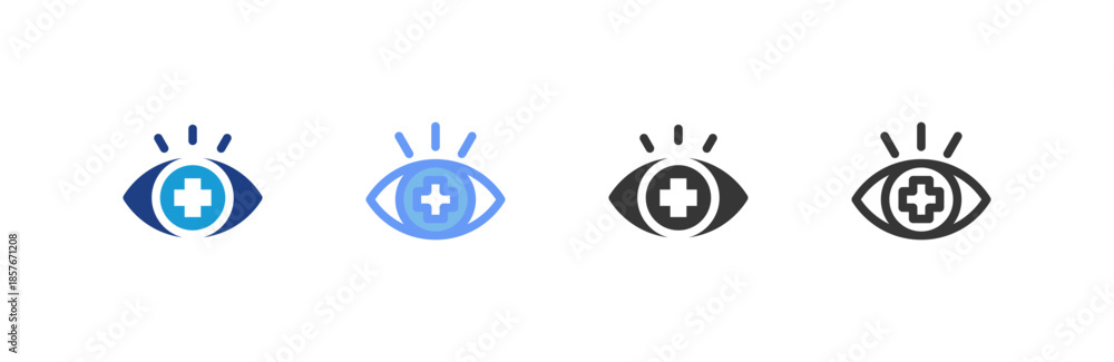 Fototapeta premium Eye Medic icon multiple style collection. Vector illustration.