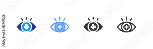 Eye Medic icon multiple style collection. Vector illustration.