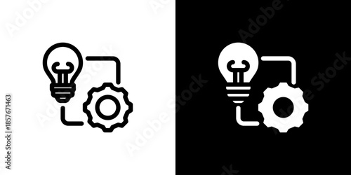 Implementation icon concept with flat Black White Background. Vector illustration.