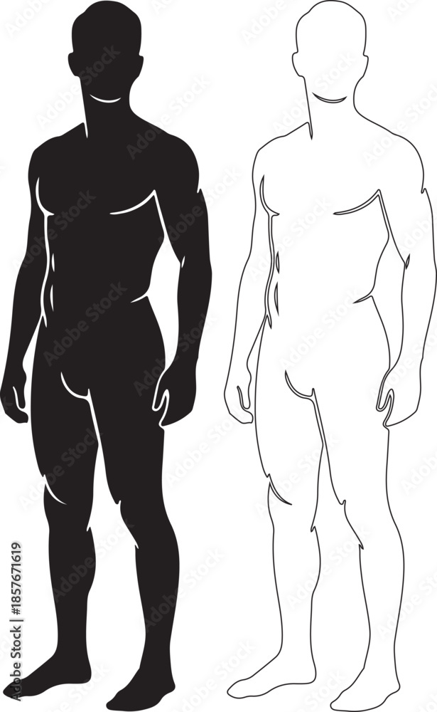 Fototapeta premium Muscular man standing in confident pose with strong physique