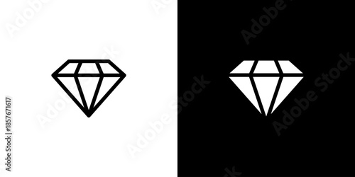 Diamond icon concept with flat Black White Background. Vector illustration.