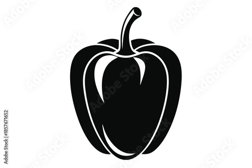 bell pepper silhouette line art vector illustration