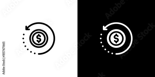 Return On Investment icon concept with flat Black White Background. Vector illustration.