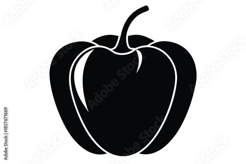bell pepper silhouette line art vector illustration