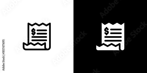 Bill icon concept with flat Black White Background. Vector illustration.