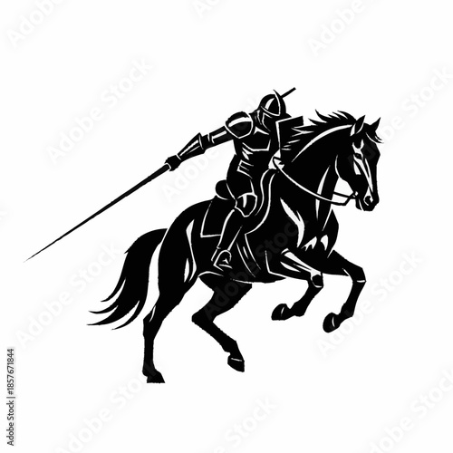 Knight in Armor Riding Horse with Lance.