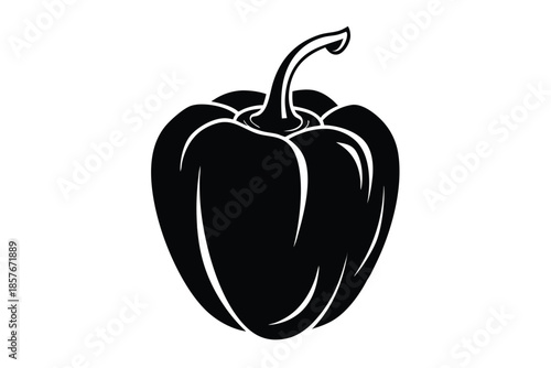 bell pepper silhouette line art vector illustration