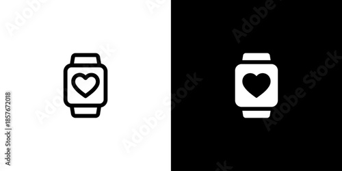 Smartwatch icon concept with flat Black White Background. Vector illustration.