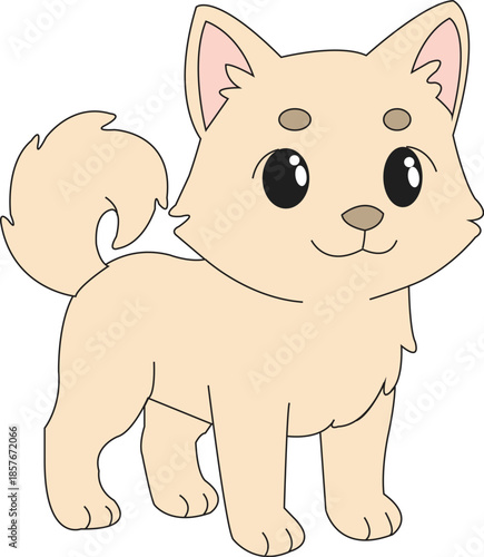 Cute cartoon shiba inu puppy illustration isolated on white