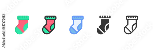 Winter Sock icon multiple style collection. Vector illustration.