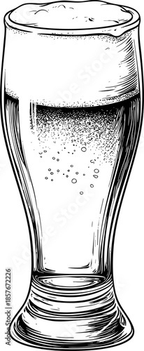 Detailed illustration of a beer glass filled with foam.
