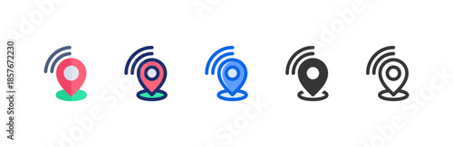 Signal Location icon multiple style collection. Vector illustration.