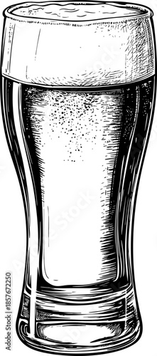 Detailed illustration of a glass filled with beer.