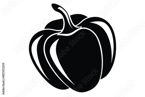 bell pepper silhouette line art vector illustration