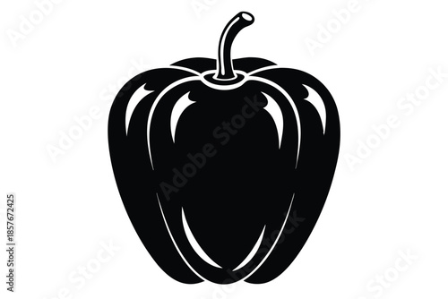 bell pepper silhouette line art vector illustration