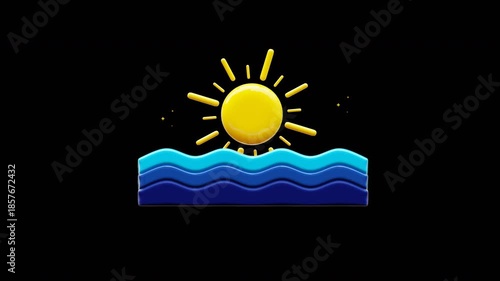 Sun looping animation, transparent background. Best for Summer vacation projects..