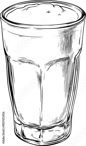 Illustration of a tall glass filled with creamy beverage.