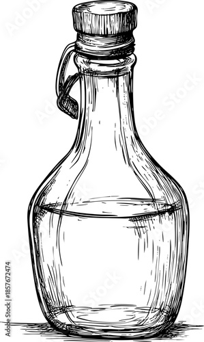 Vintage glass bottle with a cork and metal swing top.