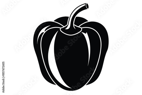 bell pepper silhouette line art vector illustration