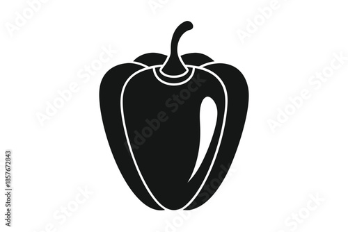 bell pepper silhouette line art vector illustration