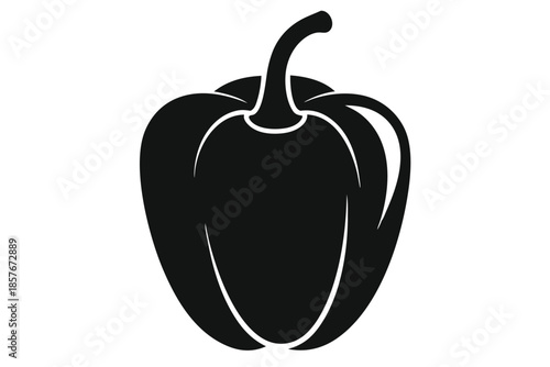 bell pepper silhouette line art vector illustration