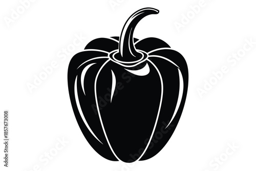 bell pepper silhouette line art vector illustration