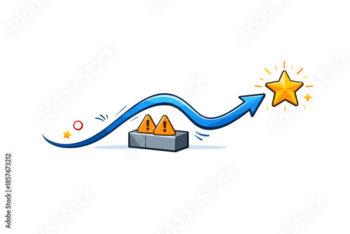 Success path: overcoming challenges with determination and achievement star