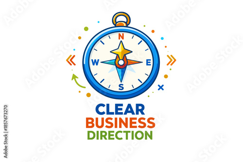 Colorful compass illustrating clear business direction with arrow indicators