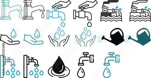 Water drops icon set. Vector icon for liquid, water and nature.