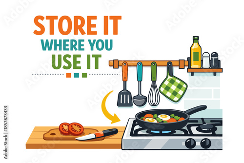 Efficient kitchen storage: tools and ingredients at your fingertips