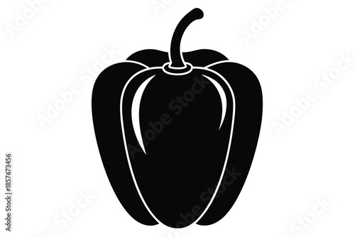 bell pepper silhouette line art vector illustration